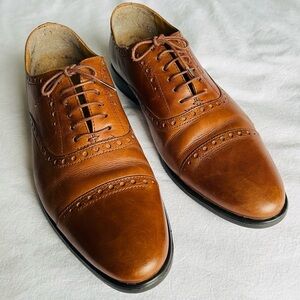 Churchill & Company Oxford Dress Shoes Brown Leather Size 11 Extra Wide